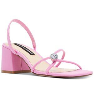 120$ Steve Madden Anya Jeweled Strappy Block Heel Sandals Size 8 US Pink